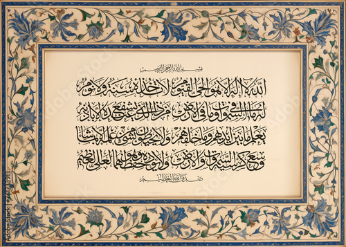 Arabic Calligraphy from verse 255 of chapter 2 ” Al-Baqarah - Ayat ul Kursi Ayatul Kursi