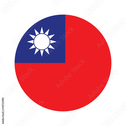 Taiwan national flag vector icon design. Taiwan circle flag. Round of Taiwan flag.
