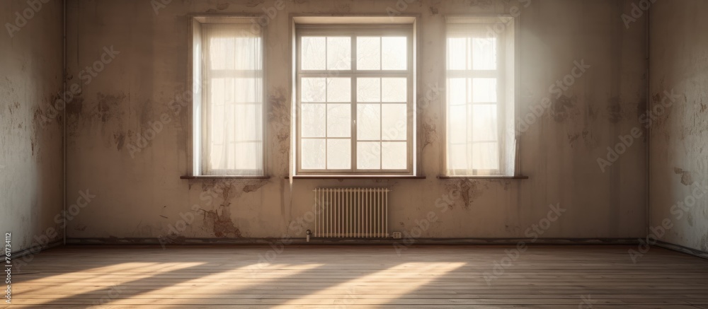 Obraz premium Empty room with closed window 