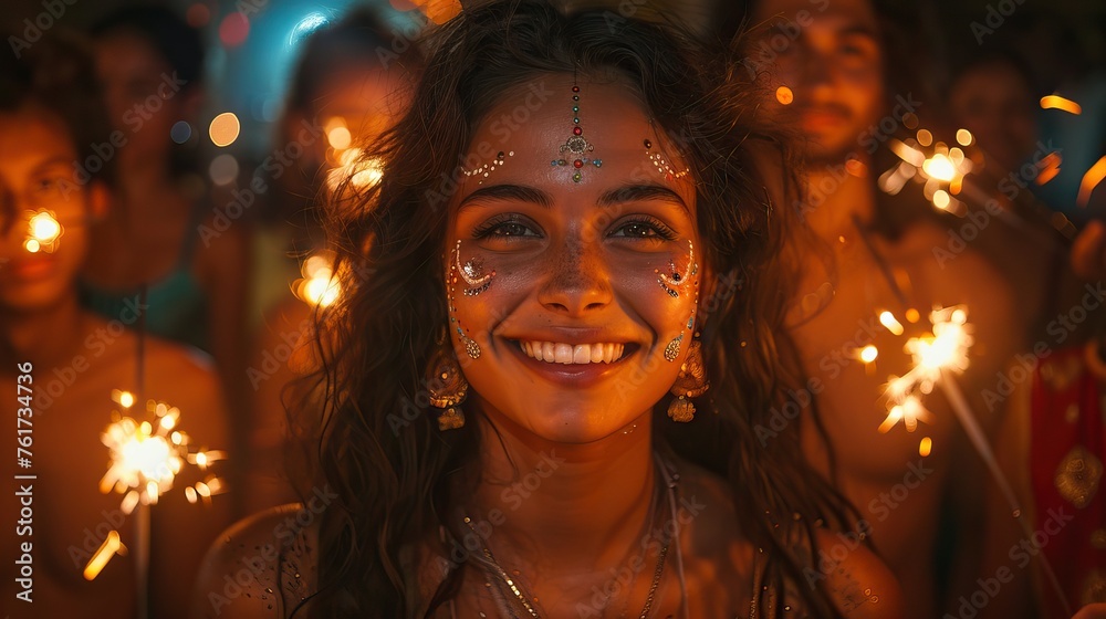 A photograph of Diwali celebration A photograph of Diwali celebration