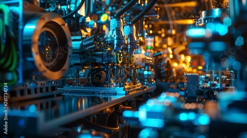 Document the intricate setups and equipment in a quantum computing research facility.