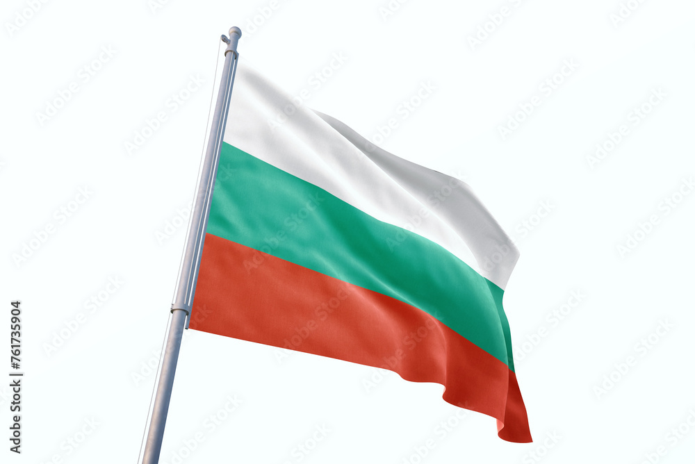 Waving flag of Bulgaria in white background. Bulgaria flag for independence day. The symbol of the state on wavy fabric.