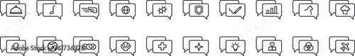 Speech bubble linear vector icons collection. Editable stroke. Simple linear illustration for web sites, newspapers, articles book