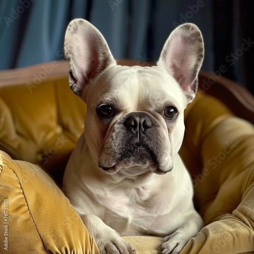 a dog sitting in a chair