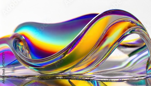 Chromatic glass material abstract fluid shape 