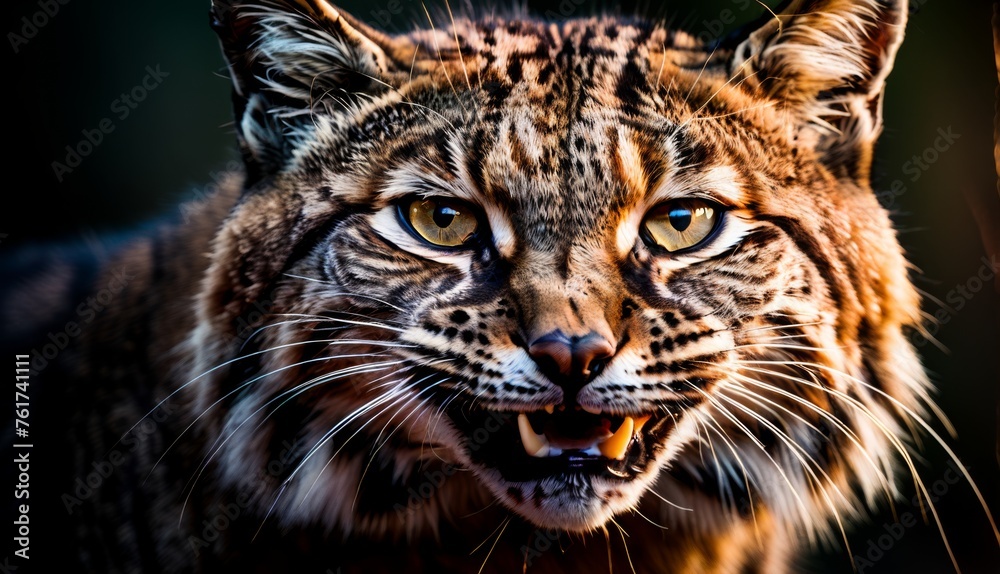  a close up of a cat's face with it's mouth open and it's eyes wide open.