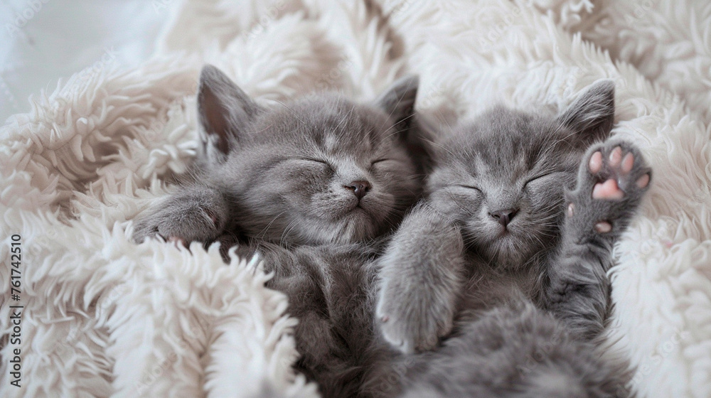 cute kittens sleep on the bed. Selective focus. cute kittens sleep on the bed. Selective focus.