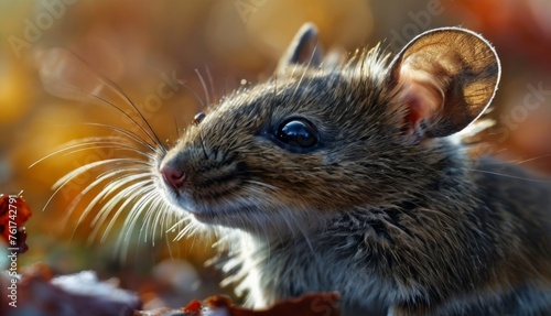  a close up of a small rodent with a blurry look on it s face and a blurry background.