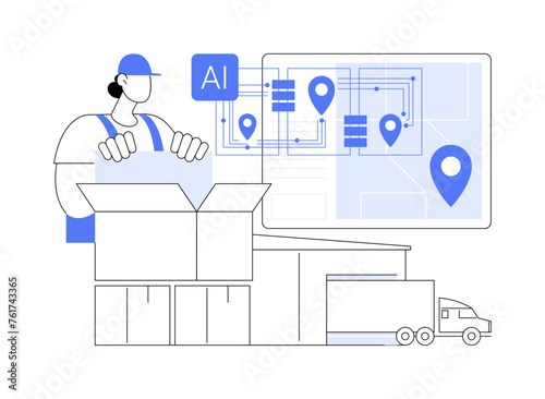 AI-Enhanced Supply Chain Optimization abstract concept vector illustration.