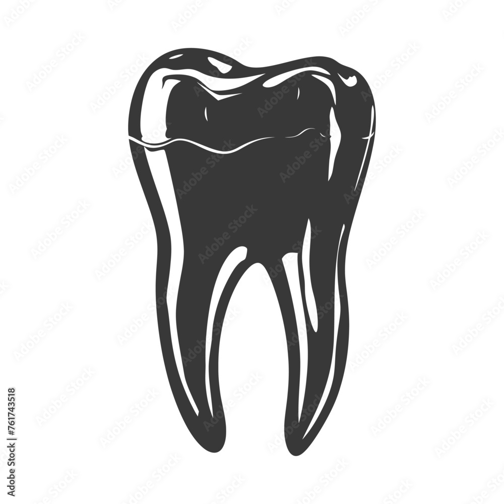 Silhouette cavity tooth black color only full body