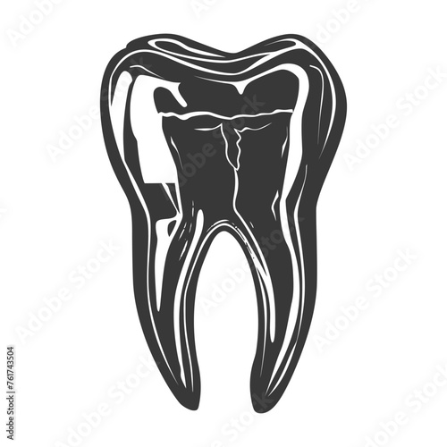 Silhouette cavity tooth black color only full body