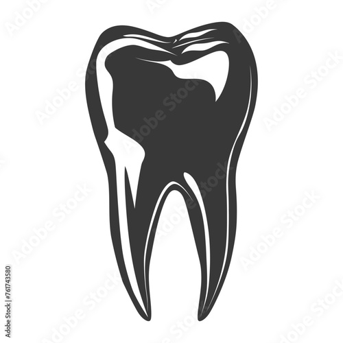 Silhouette cavity tooth black color only full body