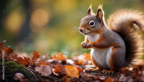  a squirrel is standing on its hind legs on the ground with its front paws on it s hind legs.
