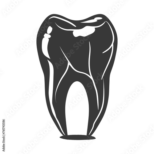 Silhouette cavity tooth black color only full body