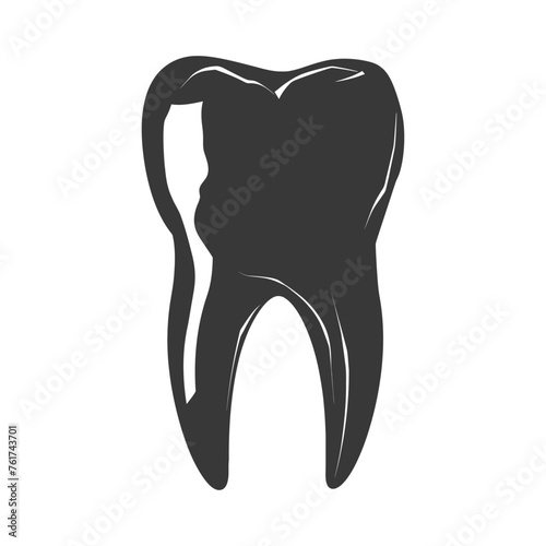 Silhouette cavity tooth black color only full body