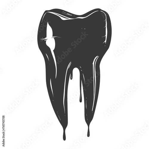 Silhouette cavity tooth black color only full body