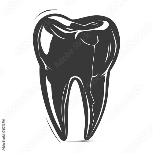 Silhouette cavity tooth black color only full body