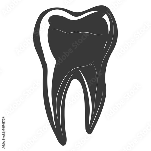 Silhouette cavity tooth black color only full body