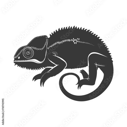 Silhouette chameleon Animal black color only full body