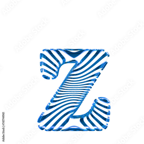 White symbol with blue ultra thin horizontal straps. letter z