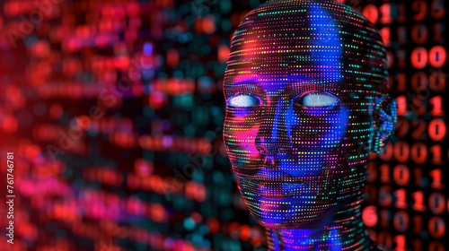Digital Representation of Artificial Intelligence Against a Background of Binary Code