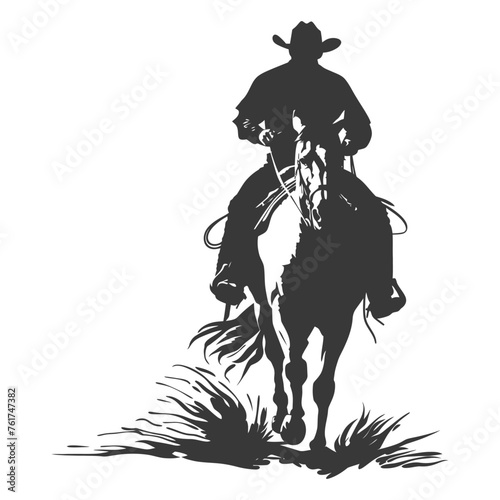 Wallpaper Mural Silhouette cowboy riding horses alone black color only Torontodigital.ca