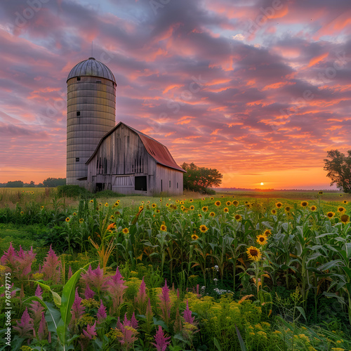 Sunset Over Rolling Cornfields: A Peek Into The Rustic Farm Life In Iowa