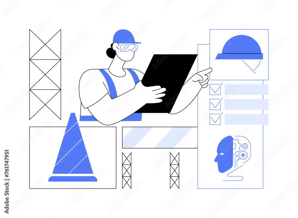 AI-Supported Workforce Safety abstract concept vector illustration. - obrazy, fototapety, plakaty 