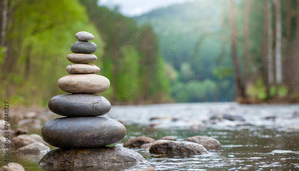 Pyramid of several flat river Zen stones. Balance and inner equilibrium. Meditative lifestyle. Natural landscape Pyramid of several flat river Zen stones. Balance and inner equilibrium. Meditative lifestyle. Natural landscape