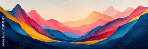 Mountain landscape background. Colorful layers of mountains. photo