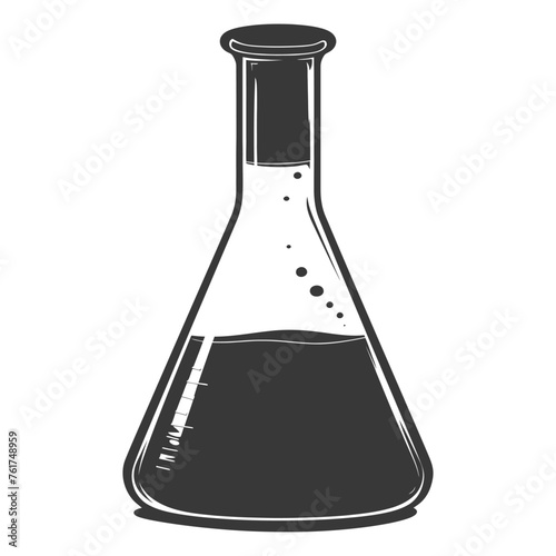 Silhouette Erlenmeyer Flask Tube Laboratory Glassware black color only