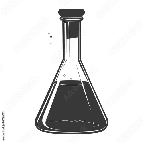 Silhouette Erlenmeyer Flask Tube Laboratory Glassware black color only