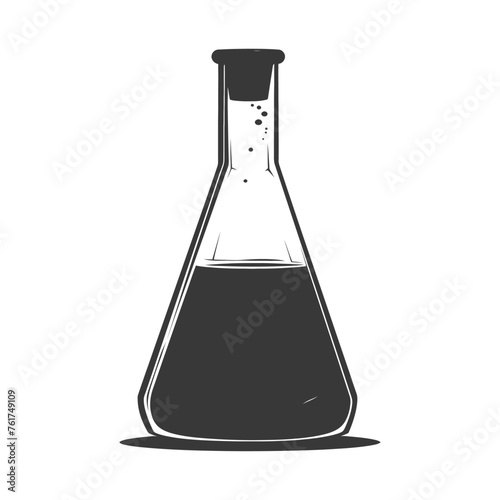 Silhouette Erlenmeyer Flask Tube Laboratory Glassware black color only