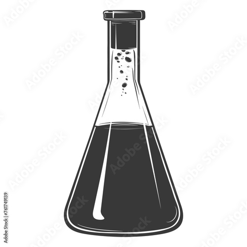 Silhouette Erlenmeyer Flask Tube Laboratory Glassware black color only