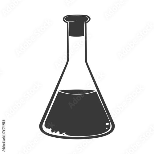 Silhouette Erlenmeyer Flask Tube Laboratory Glassware black color only
