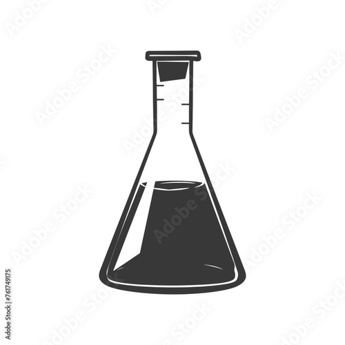 Silhouette Erlenmeyer Flask Tube Laboratory Glassware black color only
