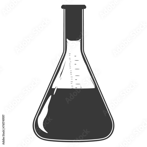 Silhouette Erlenmeyer Flask Tube Laboratory Glassware black color only