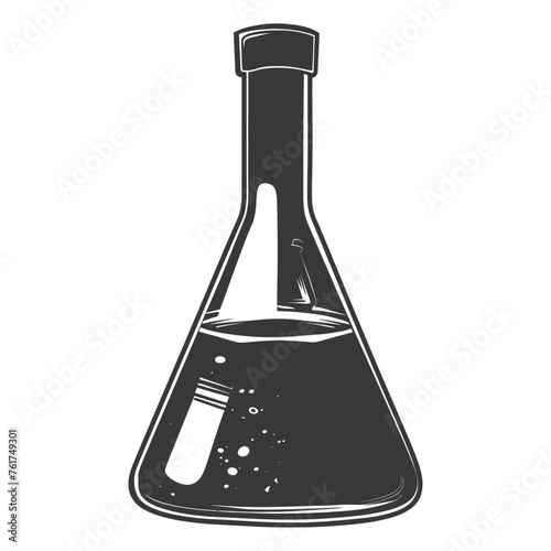 Silhouette Erlenmeyer Flask Tube Laboratory Glassware black color only
