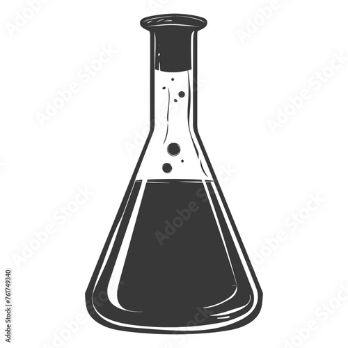 Silhouette Erlenmeyer Flask Tube Laboratory Glassware black color only