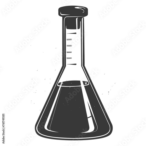 Silhouette Erlenmeyer Flask Tube Laboratory Glassware black color only