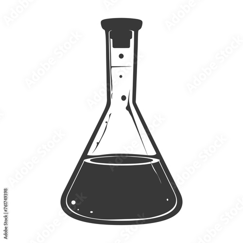 Silhouette Erlenmeyer Flask Tube Laboratory Glassware black color only