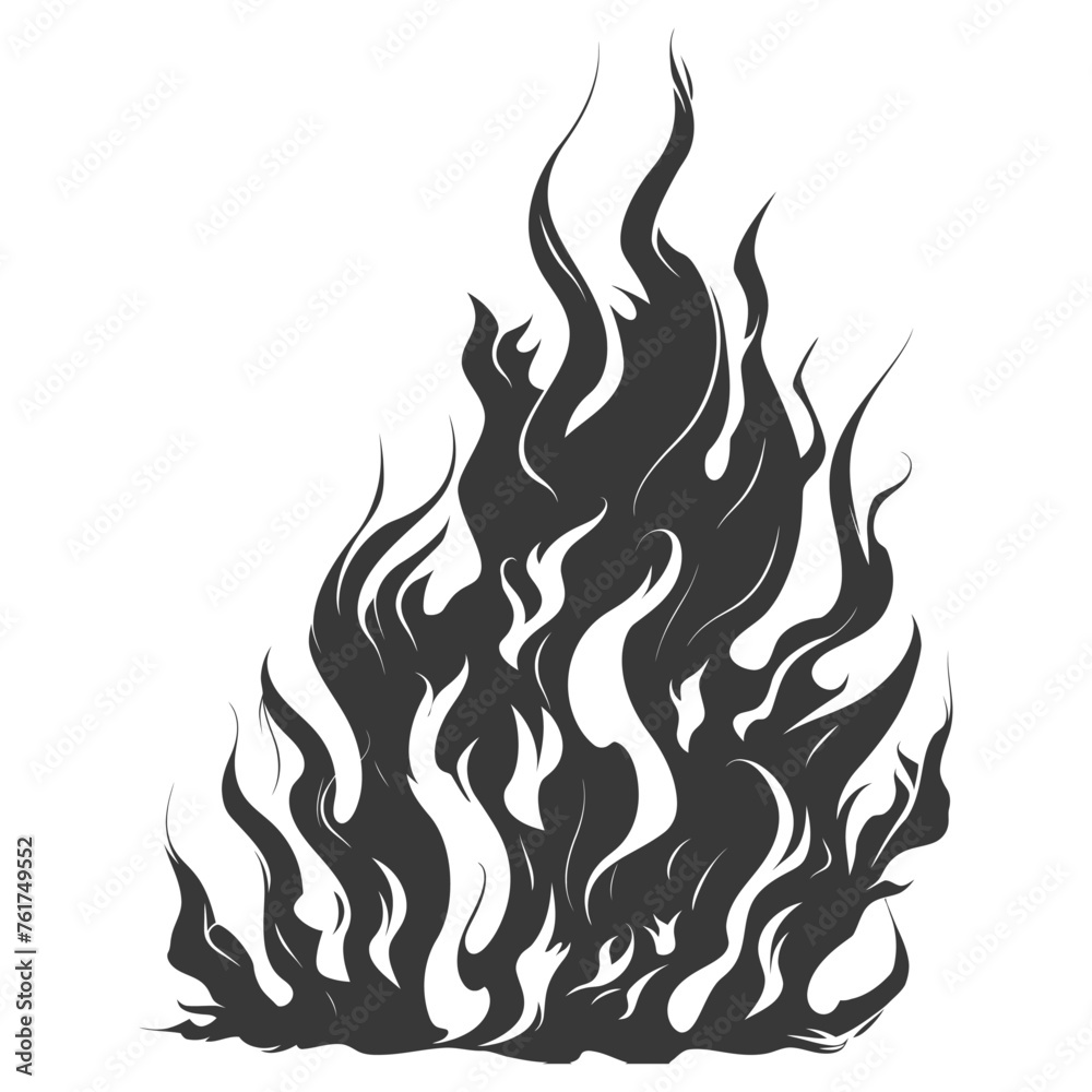 Silhouette Fire flame flare blaze black color only Silhouette Fire flame flare blaze black color only