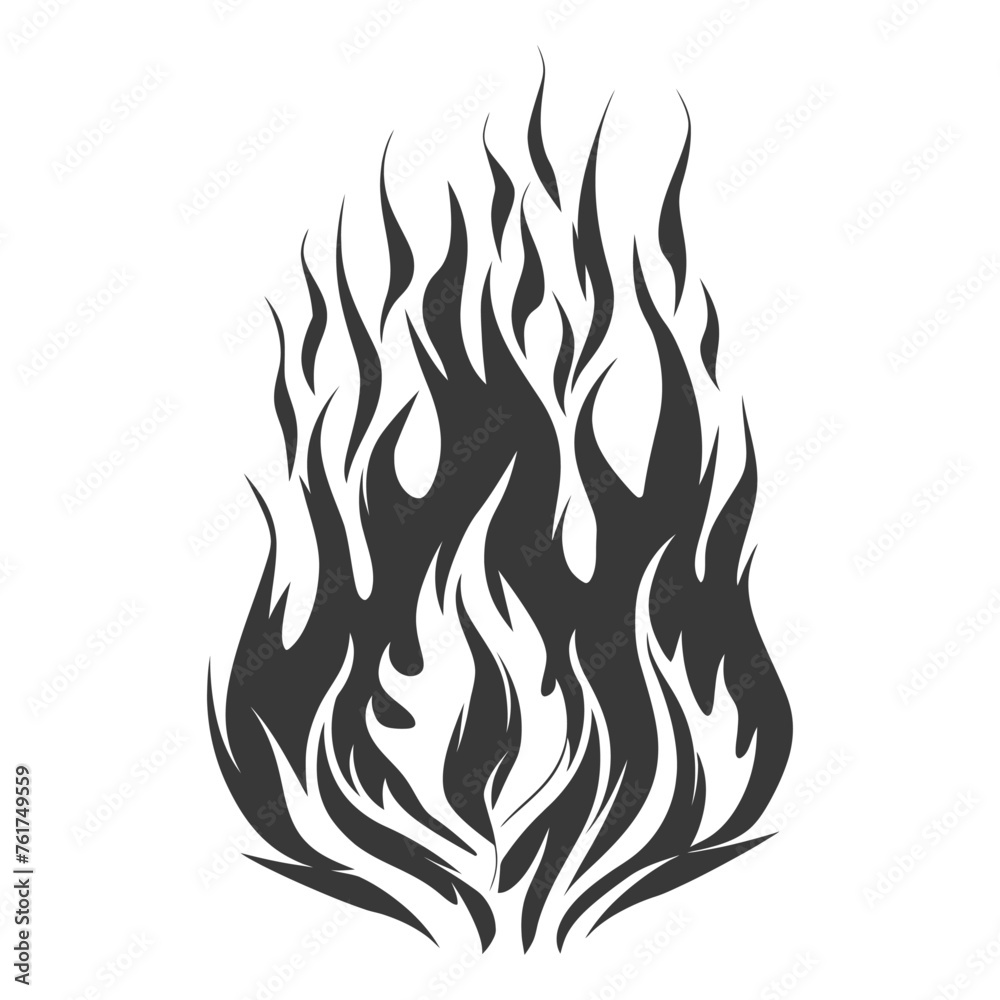 Silhouette Fire flame flare blaze black color only Silhouette Fire flame flare blaze black color only