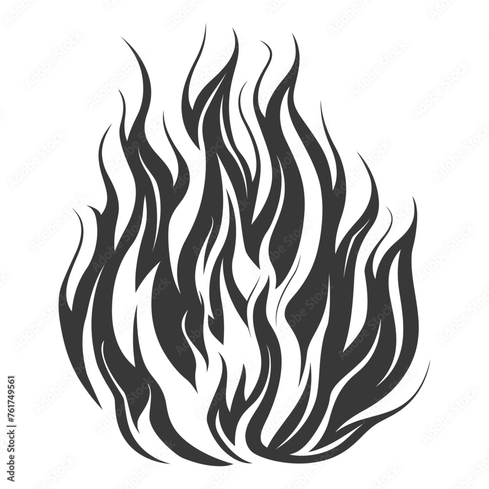 Silhouette Fire flame flare blaze black color only Silhouette Fire flame flare blaze black color only