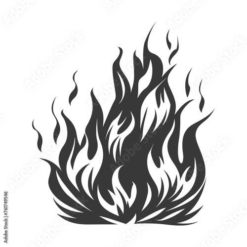 Silhouette Fire flame flare blaze black color only