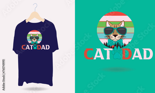unique and Cat Dad T-shirt Design