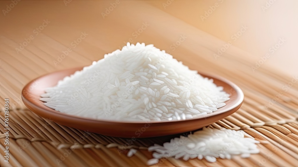 Bowl with raw rice and chopsticks on table, closeup Bowl with raw rice and chopsticks on table, closeup