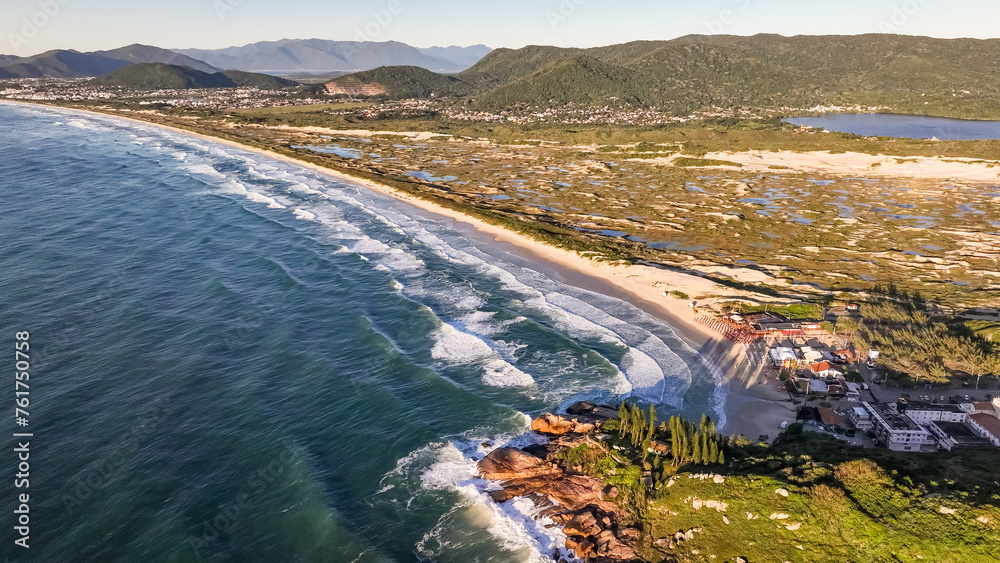 Joaquina Beach in Florianopolis. Aerial view. Joaquina Beach in Florianopolis. Aerial view.