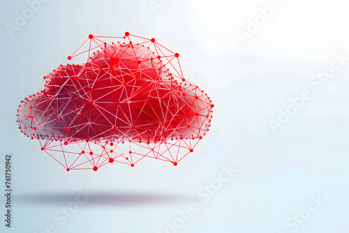 red digital cloud illustration on white background  internet virus and danger concept  cloud computing  large data center