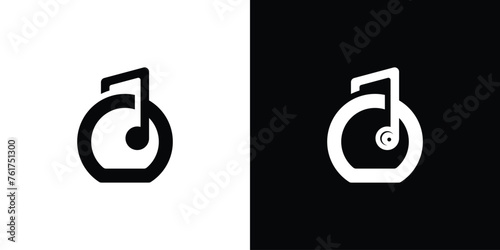 Creative Simple Dumbbell Headphone Logo. Dumbbell and Music Note with Minimalist Style. Gym Fitness Logo Icon Symbol Vector Design Template.